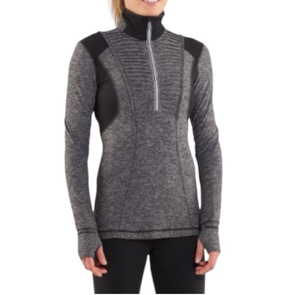 lululemon athletica Tops - Lululemon Run Your Heart Out Half Zip Woman’s Pullover - Heathered Black -Size 6
